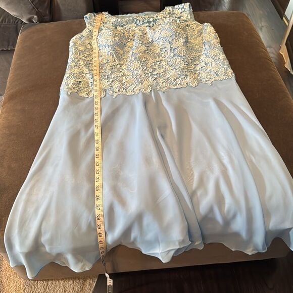 Women’s Pale Blue Chiffon & Lace Dress Matching Jacket Size XXL (20/22) - Picture 12 of 16